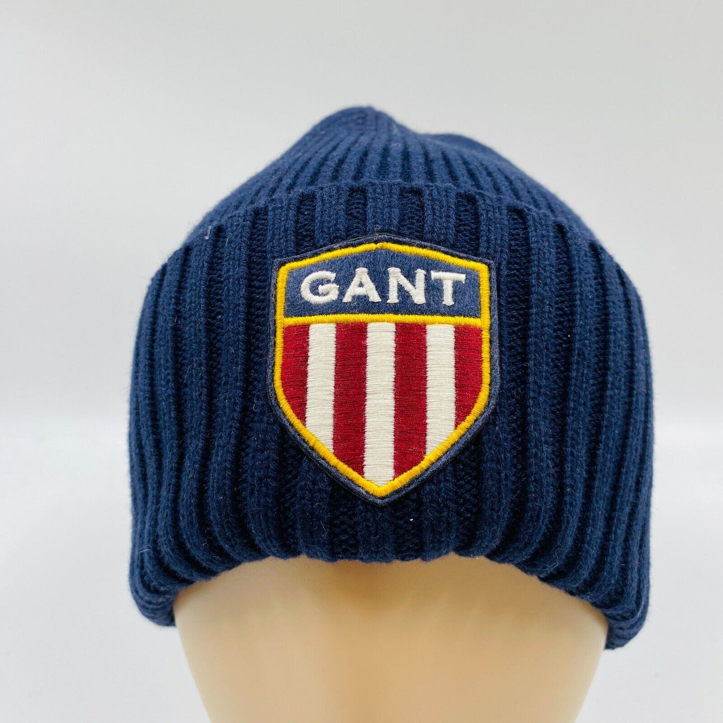 GANT Unisex Dark Blue Cotton Wool Blend Beanie Winter Hat One Size