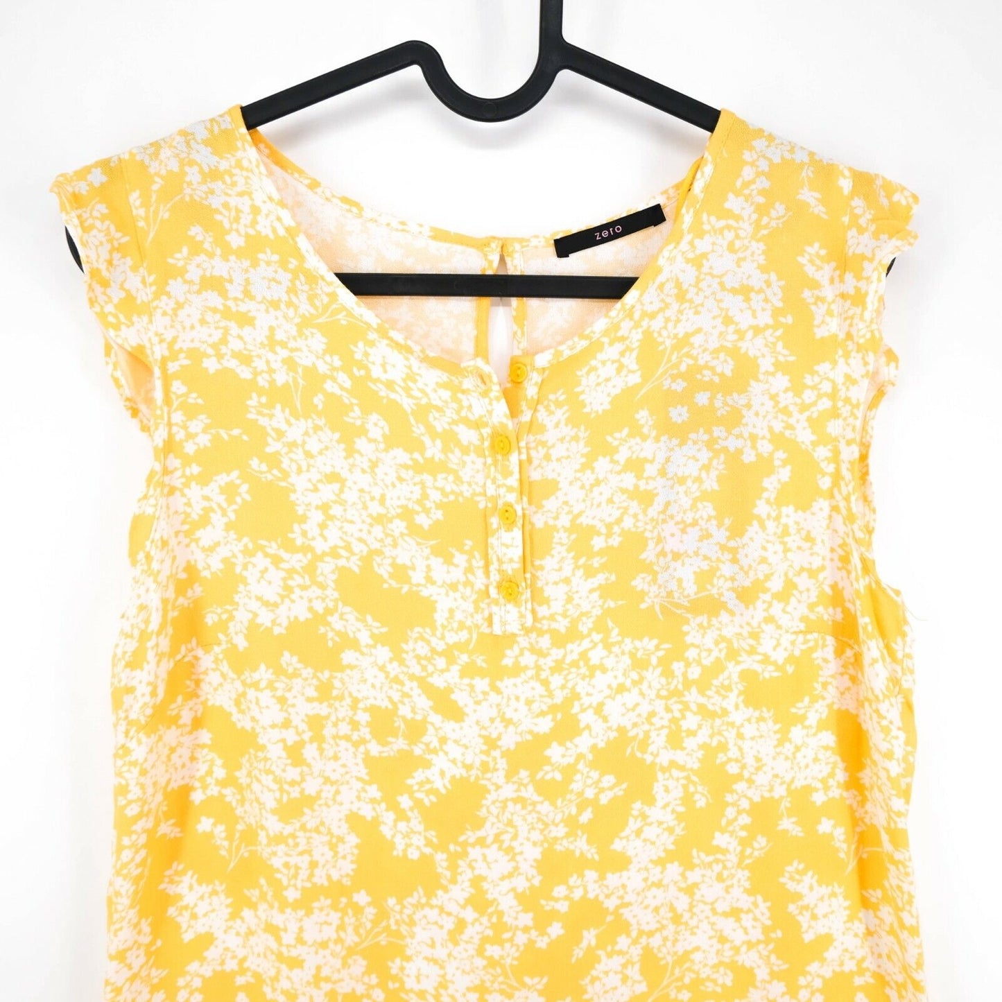 ZERO Yellow Floral Print Blouse T Shirt Size 34