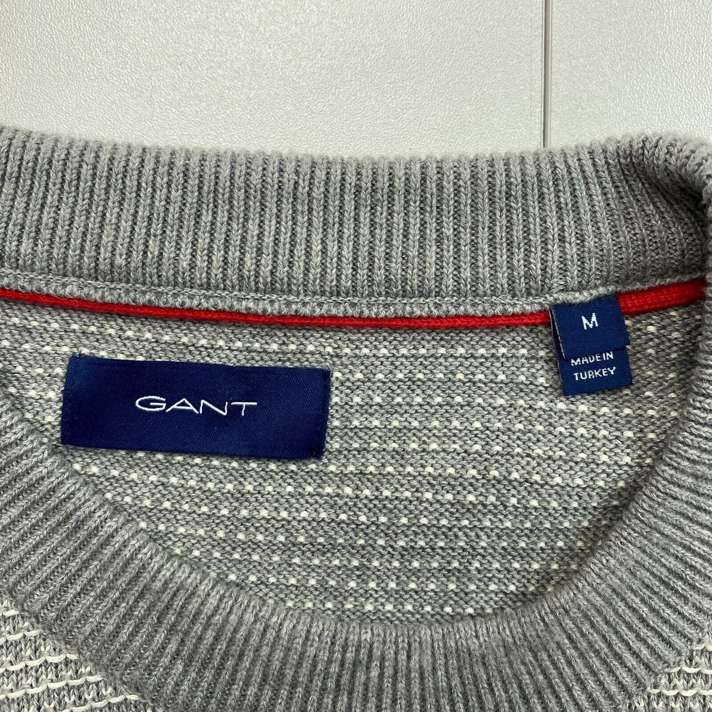 GANT Pullover mit Rundhalsausschnitt, leichte Textur, Grau, Größe M