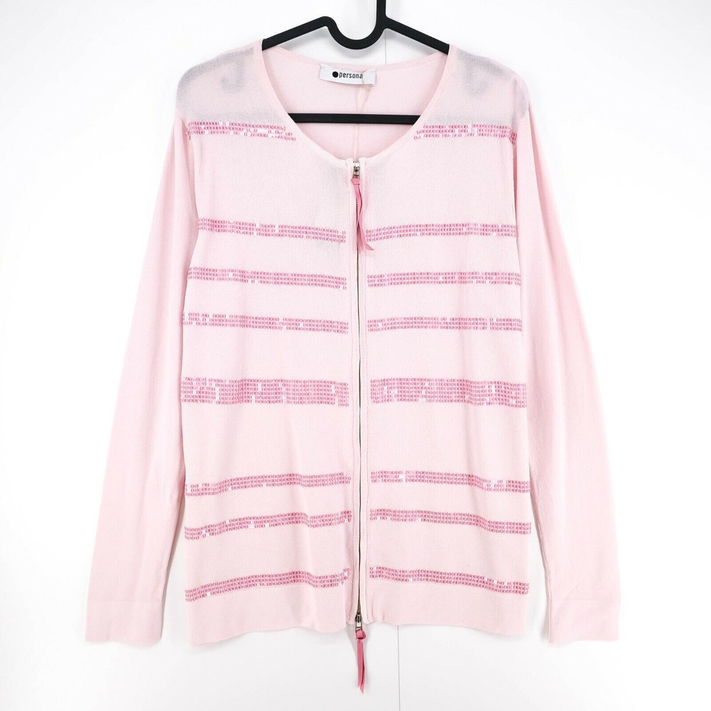 Persona Pink Full Zip Crew Neck Pull Pull Taille S