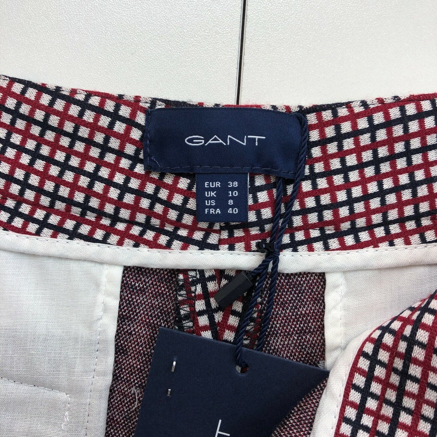 GANT Rote Preppy Check Zigarettenhose Hose Größe EU 38 UK 10 US 8