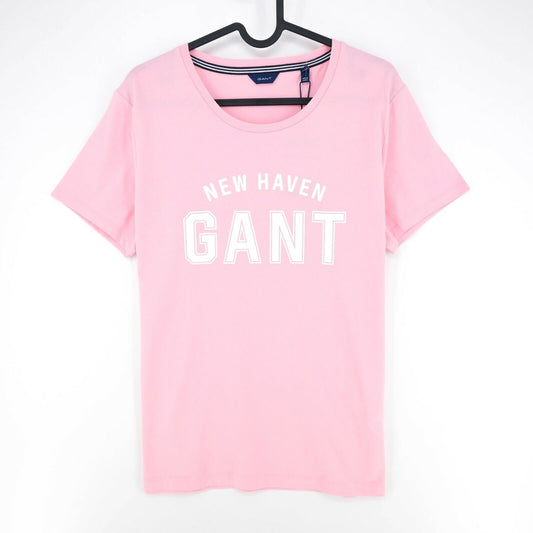 GANT T-shirt col rond rose avec grand logo taille SL