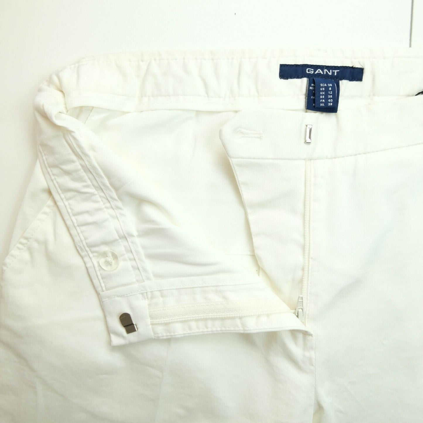 GANT White Tailored Satin Chino Pants Trousers Size EU 38 UK 12 US 8