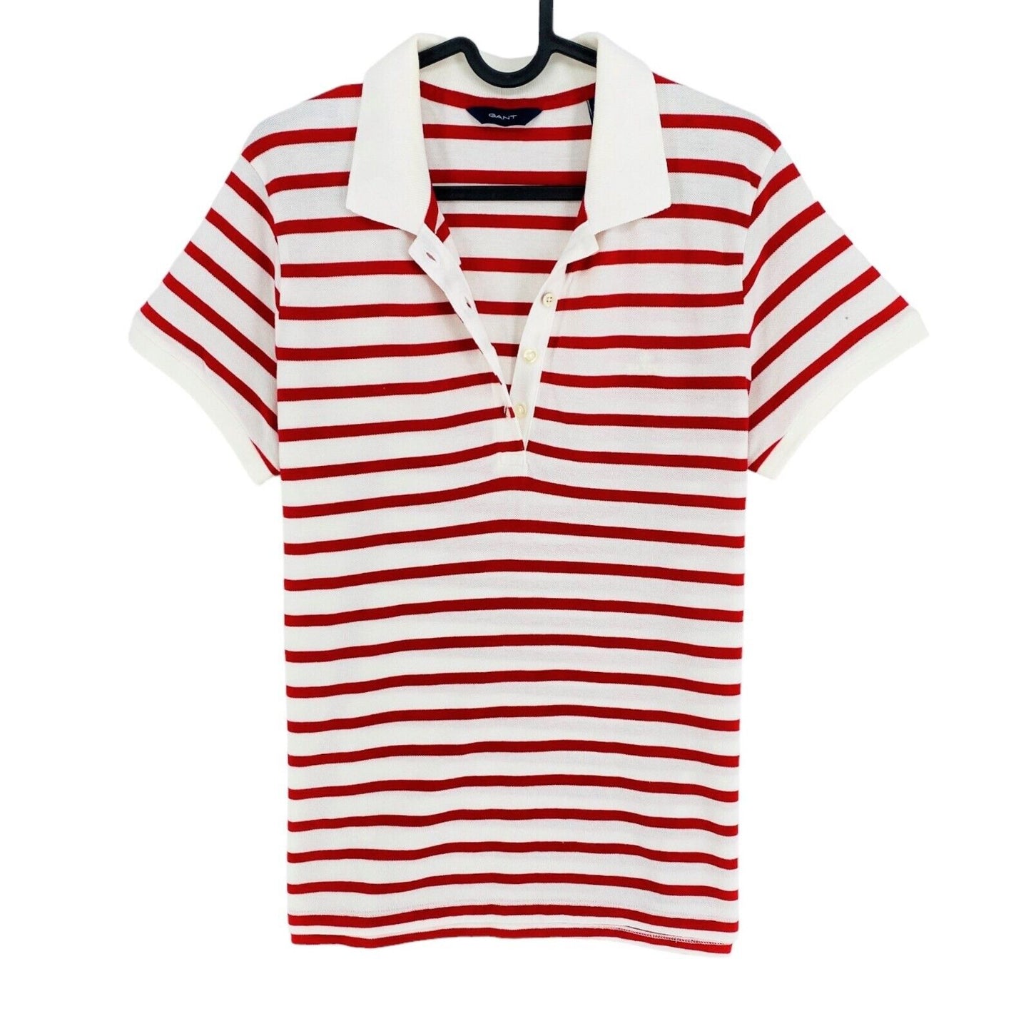 GANT Red Striped Pique Polo Shirt Size L