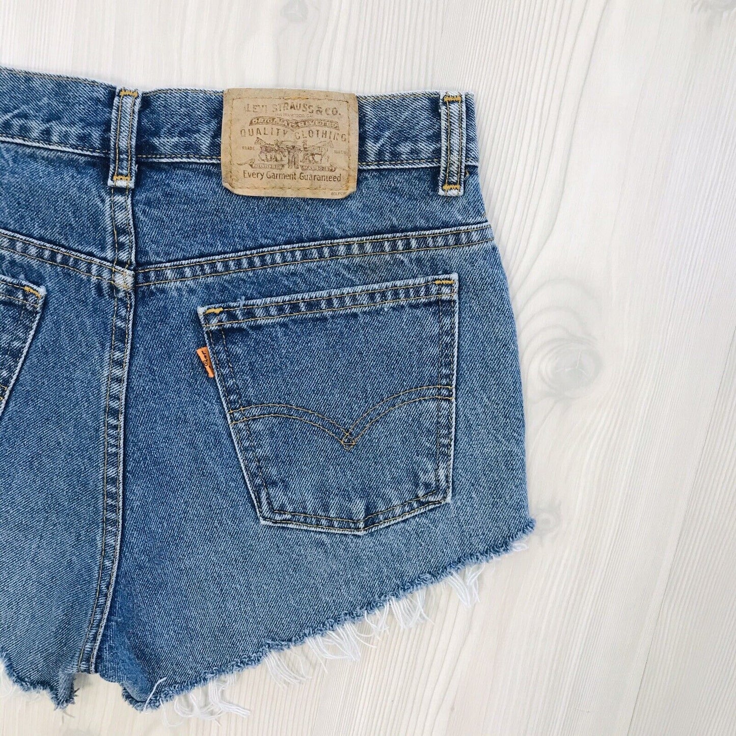 Vintage Levi's Orange Tab Custom Made Blue Straight Fit Cut-Off Shorts W30