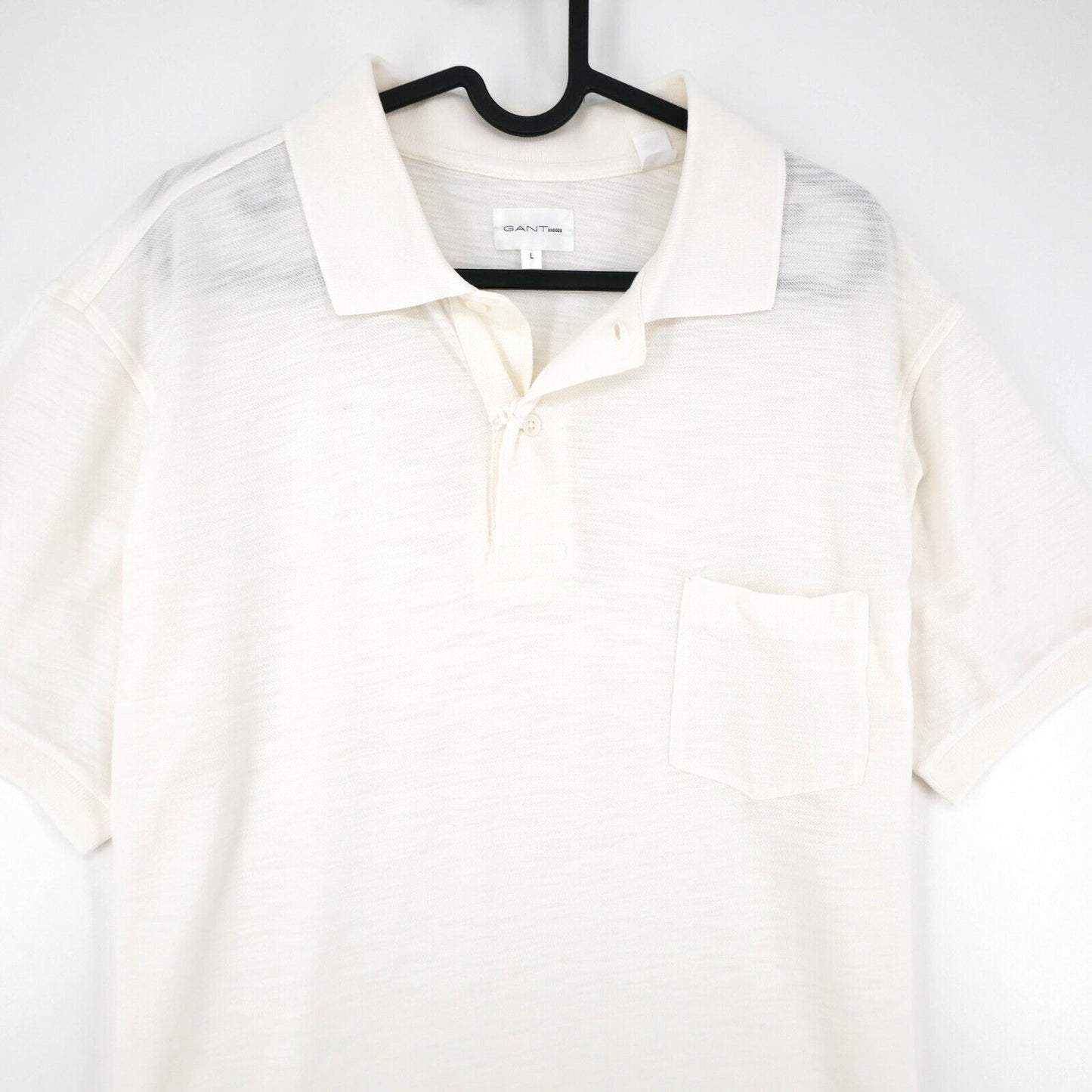 GANT White Organic Pique Rugger Polo Neck T Shirt Size L