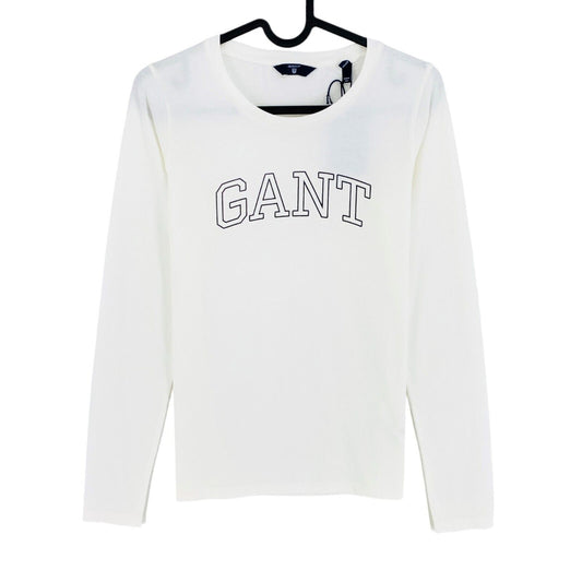 GANT White Arch Logo Long Sleeves Crew Neck T Shirt Size XS