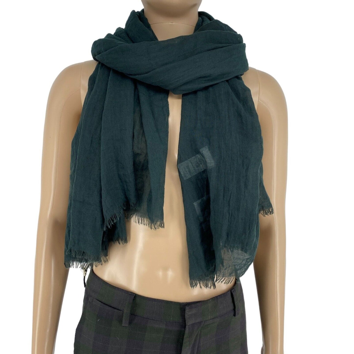 FRANSA Dark Green Solid Scarf Shawl