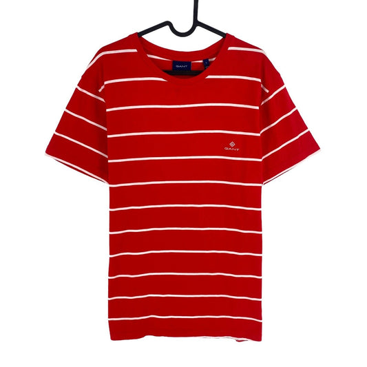 GANT Men Red Breton Stripe Crew Neck Short Sleeves T Shirt Size L