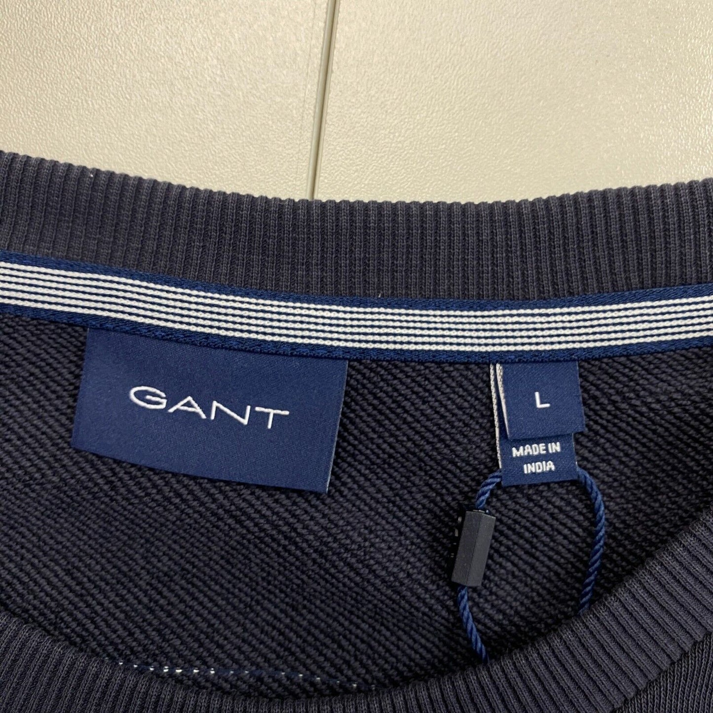 GANT Bleu Marine 13 Rayures Crew Neck Jumper Pull Taille L