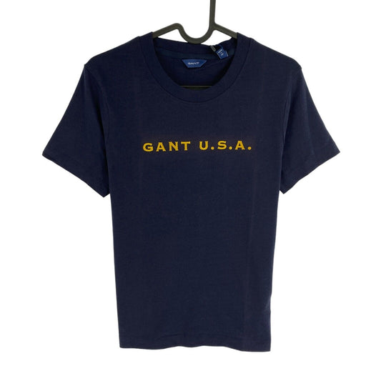 GANT Women Navy Blue Logo Crew Neck Short Sleeve T Shirt Size XS