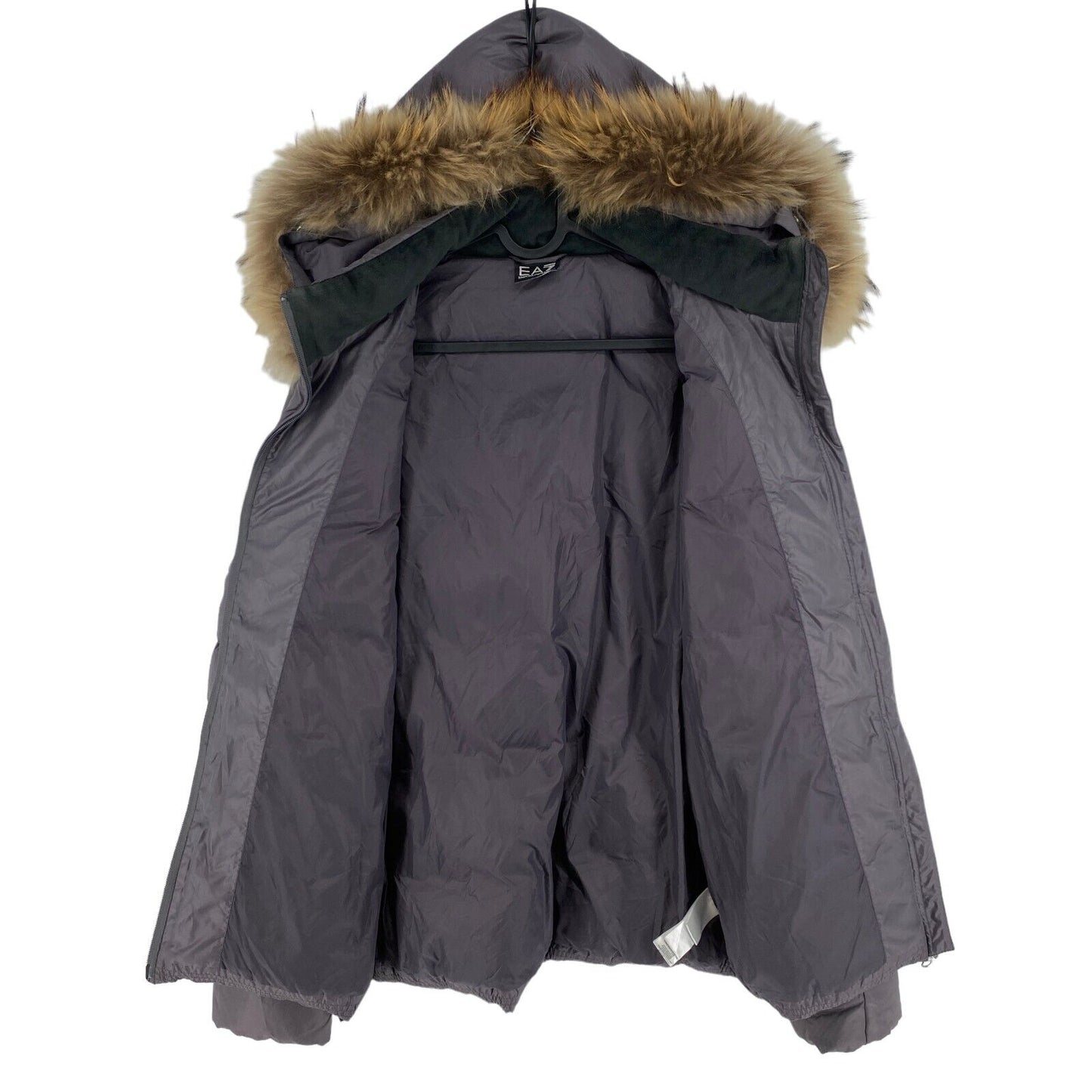 Emporio Armani Gris Foncé Ceinturé À Capuche Doudoune Manteau Taille L