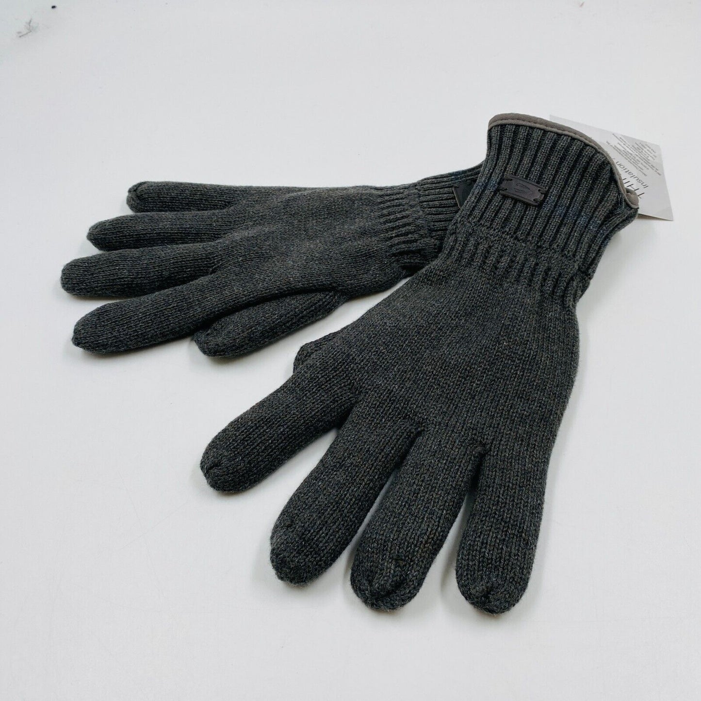 Camel Active Mens Dark Grey Cotton Insulated Warm Knit Gloves Size XL