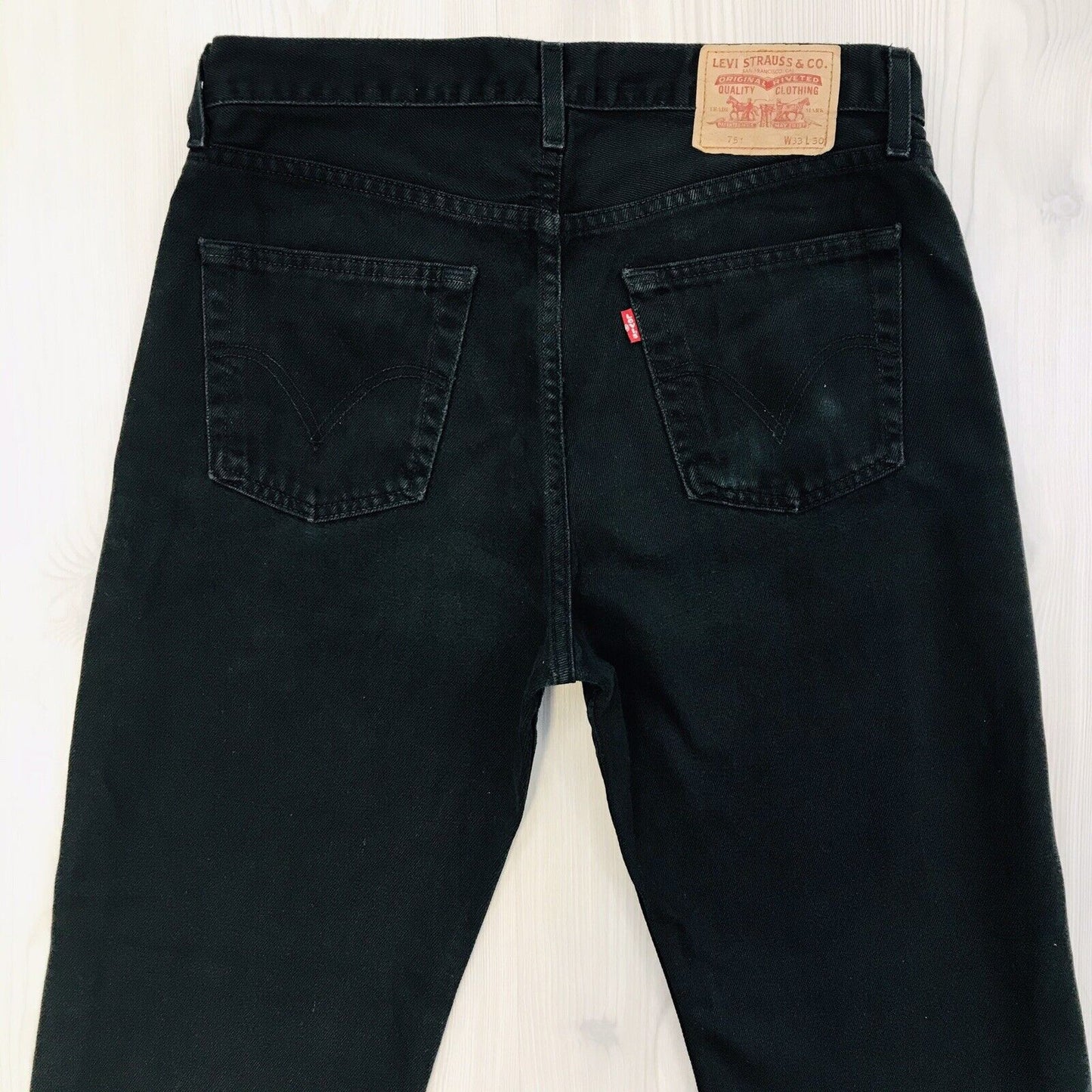 Levis's 751 Black Regular Straight Fit Jeans Size W33 L30