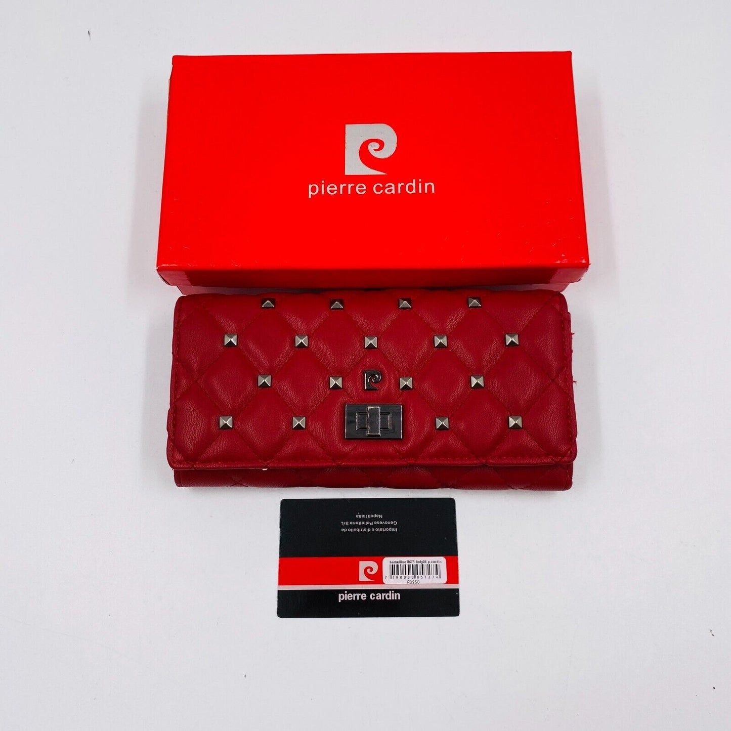 Pierre Cardin Women Red Studded Eco Leather Wallet