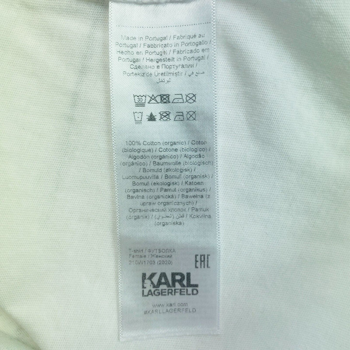 Karl Lagerfeld White Ikonik Karl Outline Crew Neck T Shirt Size XS