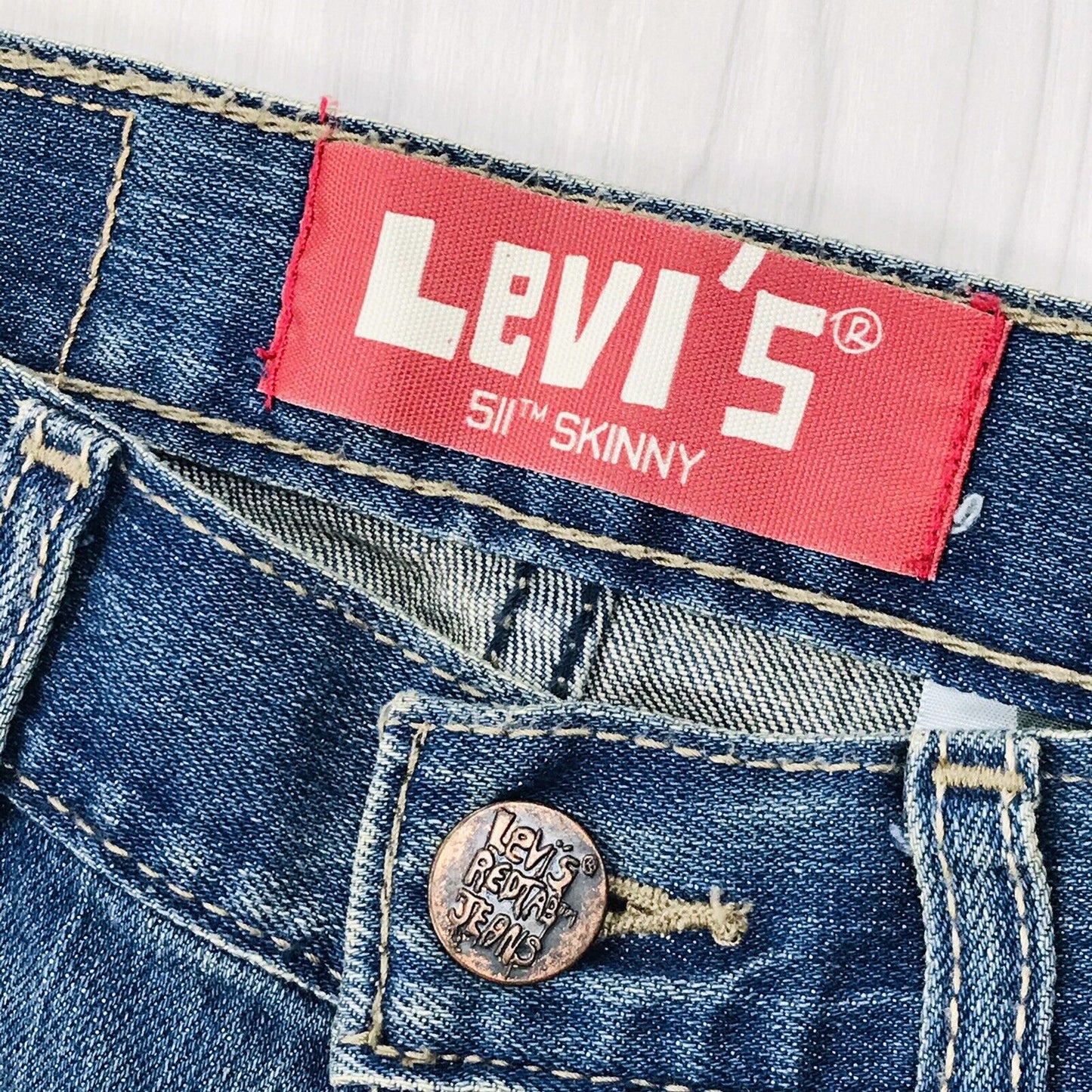 Vintage Levi's 511 Jungen Blau Skinny Fit Jeans 10 Reg / W25 L25