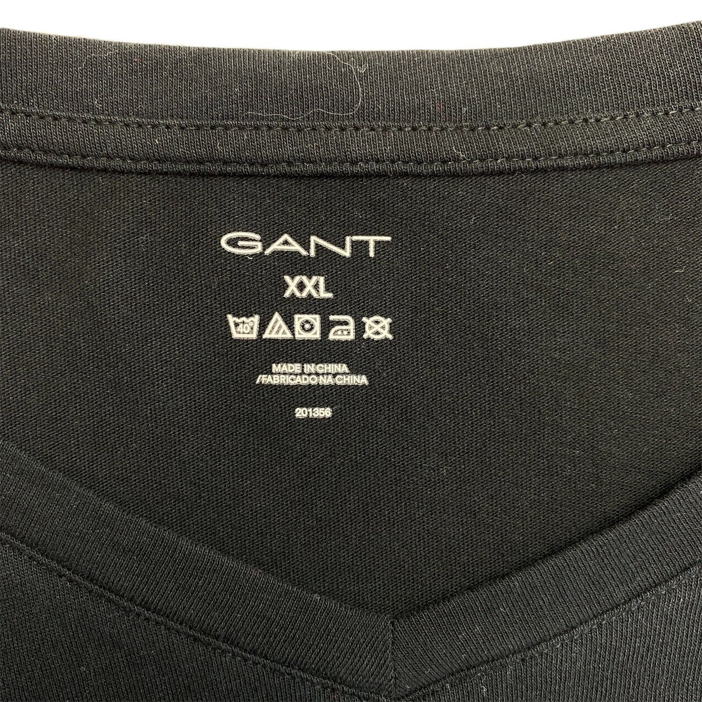 GANT Black V Neck T Shirt Size 2XL XXL