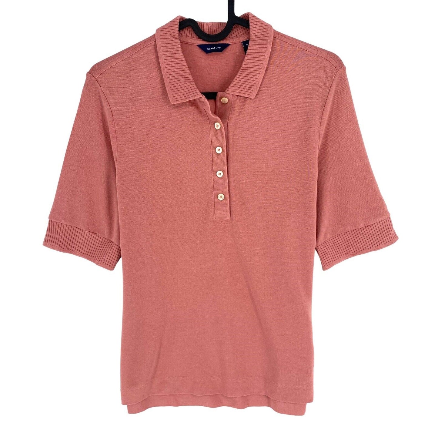 GANT Women Pink Detail Collar Short Sleeves Polo Shirt Size S