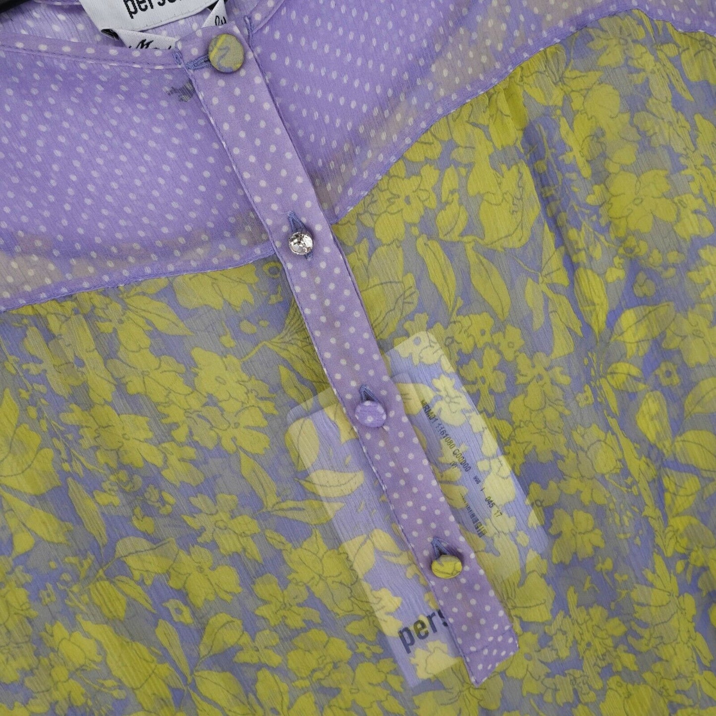 PERSONA Bluse mit Blumenmuster, 100 % Seide, violett, Größe EU 38, UK 10, US 8