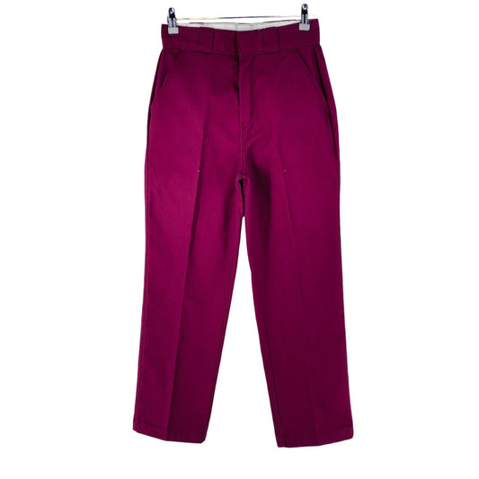 DICKIES Women Purple Regular Straight Fit Cropped Work Chino Trousers Size W28