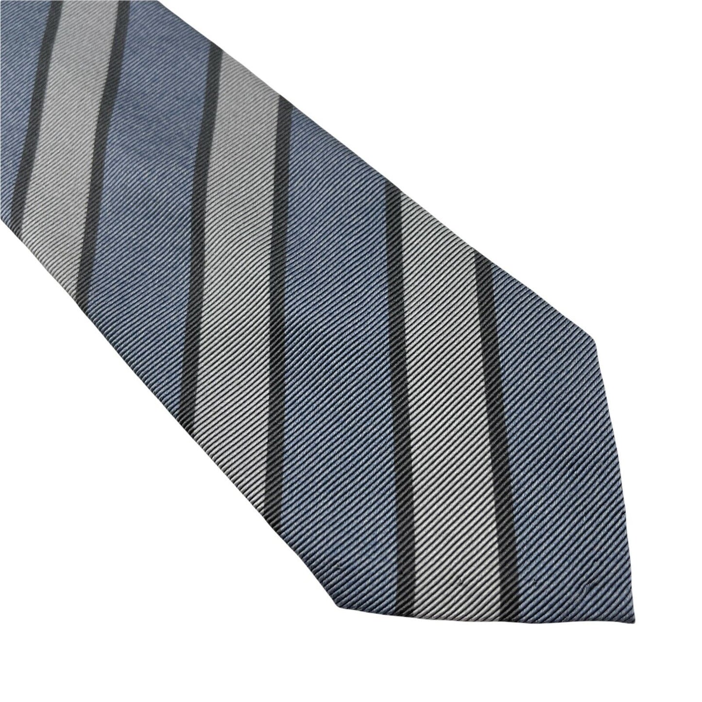 GANT Blue Grey Striped 100% Silk Tie Hand Sewn In Italy