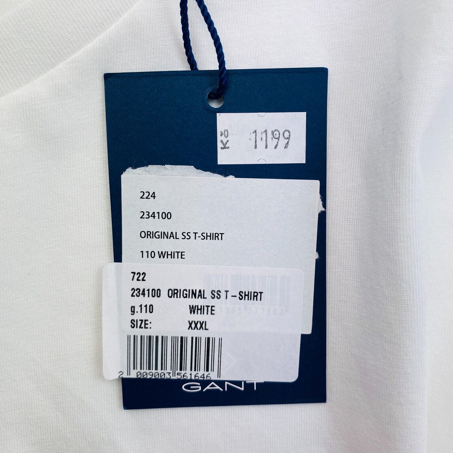 GANT Men White Original Crew Neck Short Sleeves T Shirt Size 3XL