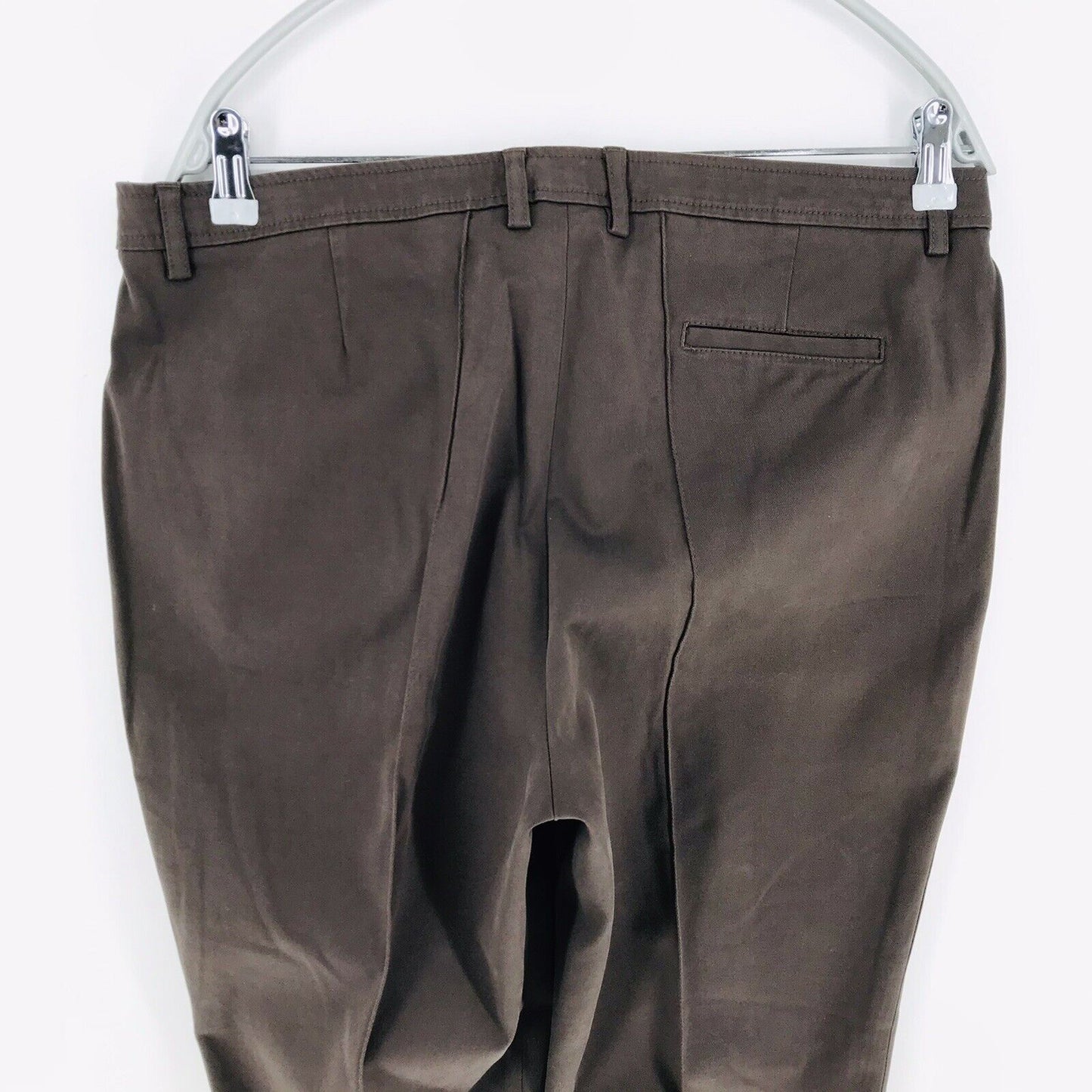 €185 GANT Women Brown Slim Fit Pleated Chino Trousers EUR 44 US 14 UK 18 W34