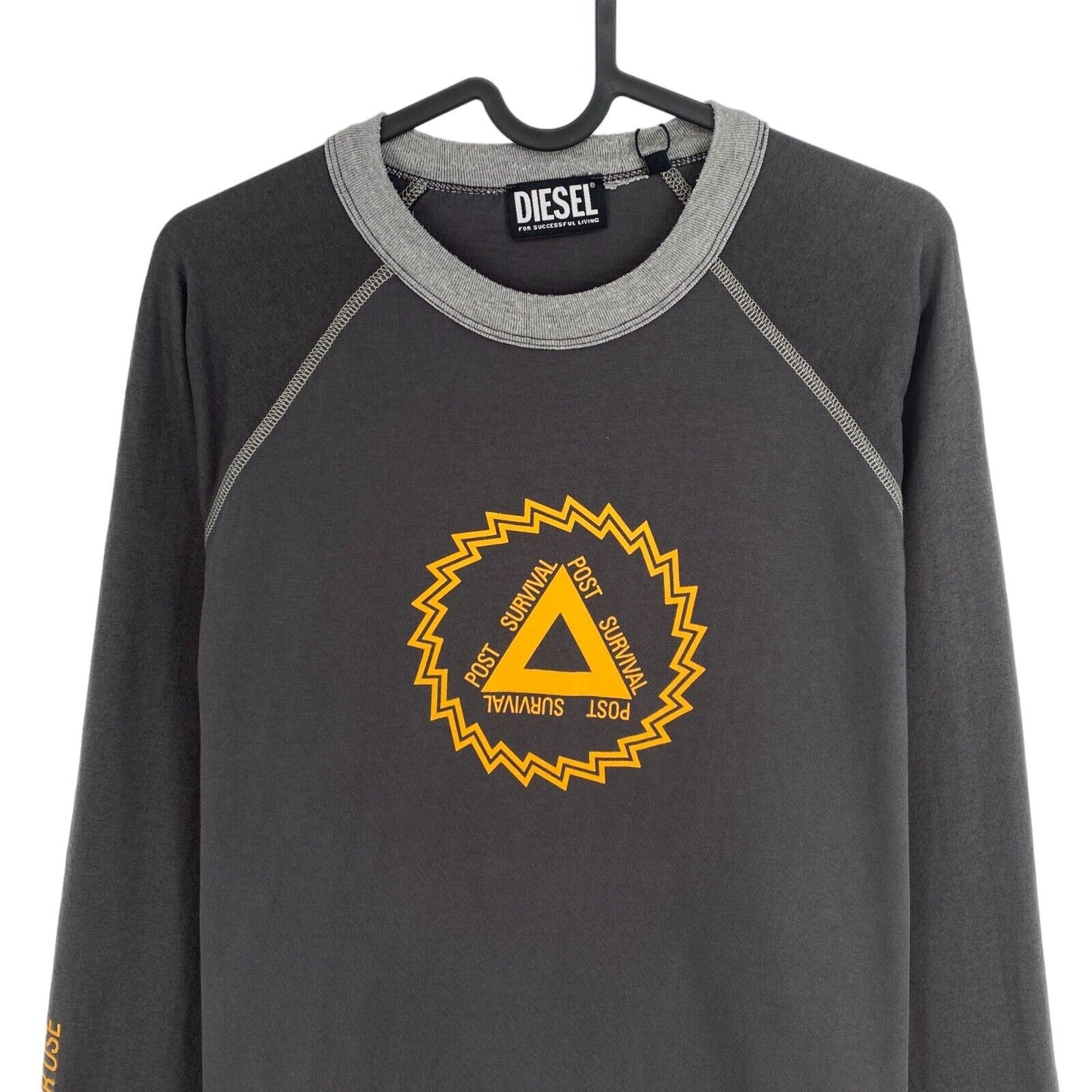 DIESEL Dark Grey Logo Long Sleeve Crew Neck T-Shirt Size L