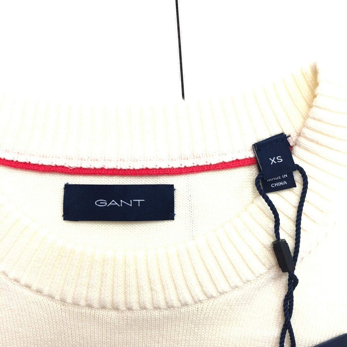 GANT Beige Crew Neck Logo Jumper Sweater XS