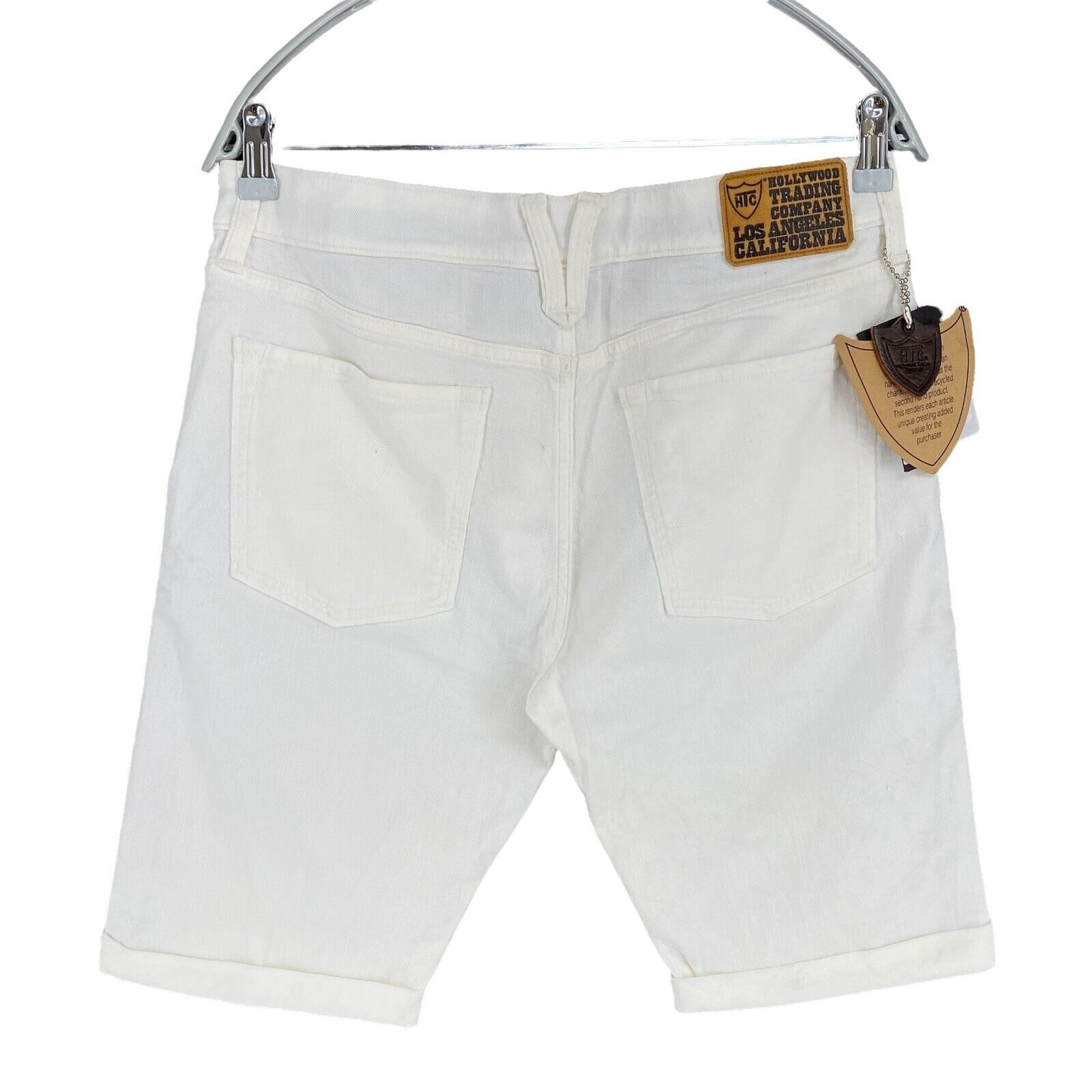 UVP 194 € HTC Weiße Baumwollmischung Straight Fit Denim Bermuda Shorts Größe 30 W32