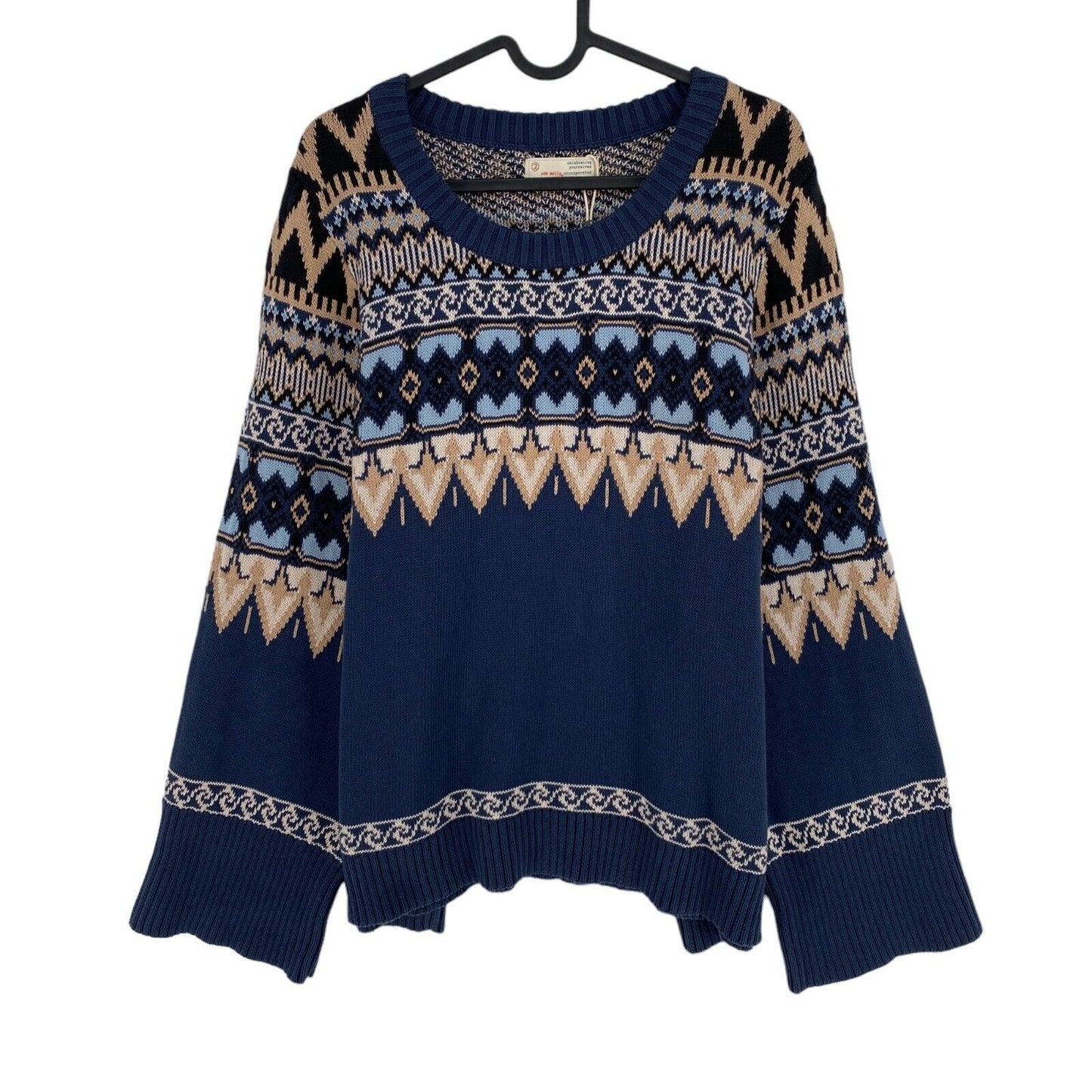 ODD MOLLY Bleu Marine Smilla Tricoté Crew Neck Pull Jumper Taille 2 / S