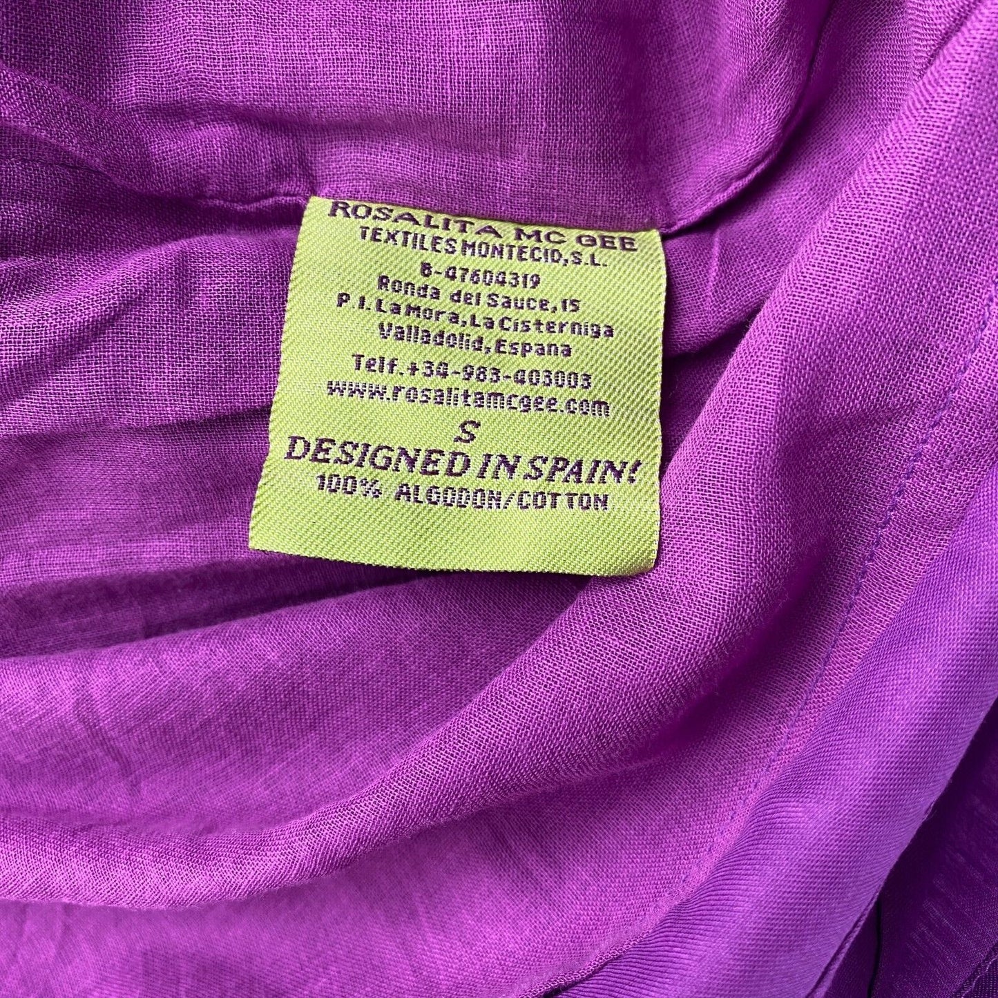 Rosalita McGee Purple 100% Cotton Half Sleeve Round Neck Shift Dress Size S M