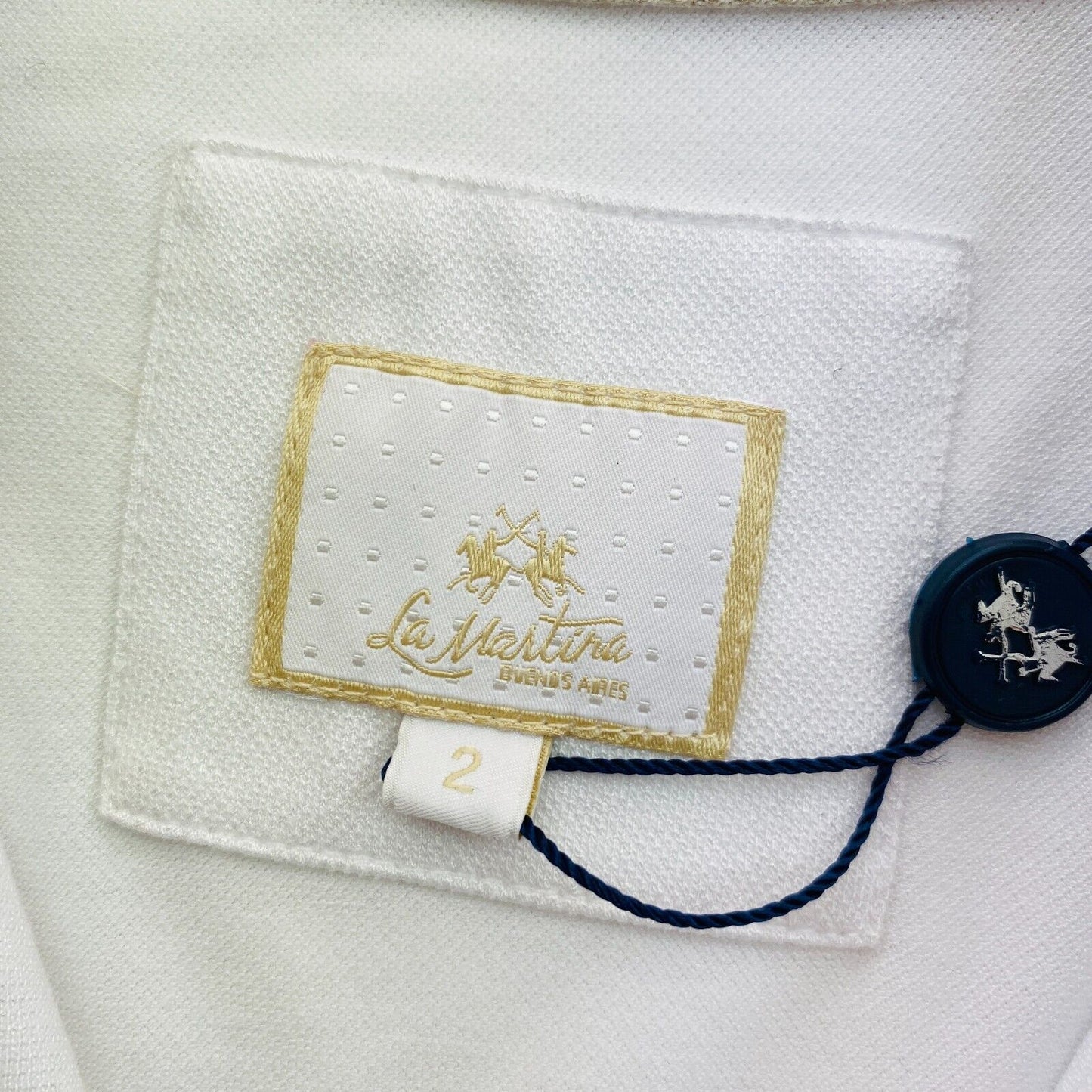 LA MARTINA White Viscose Piquet Polo Shirt Size 2 / S