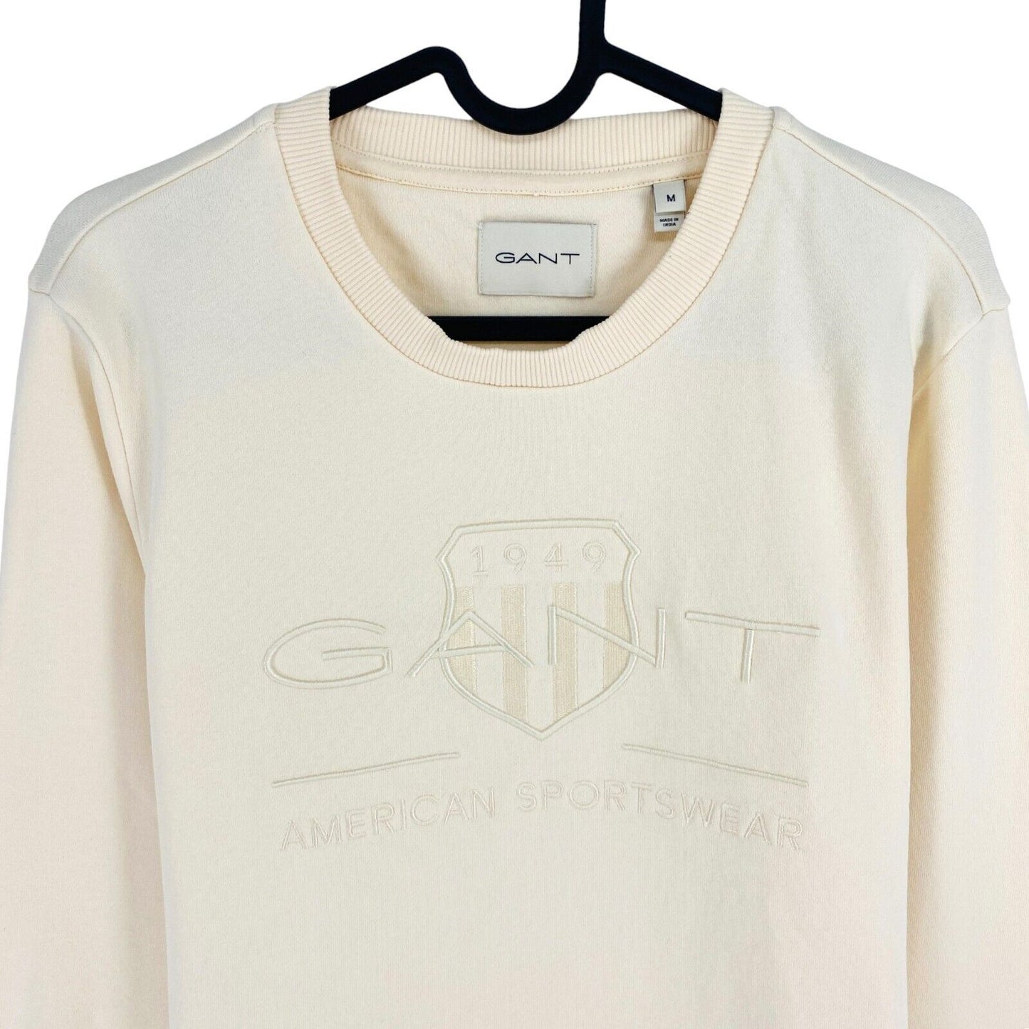 GANT Women Beige Reg Tonal Shield Crew Neck Jumper Sweater Size M