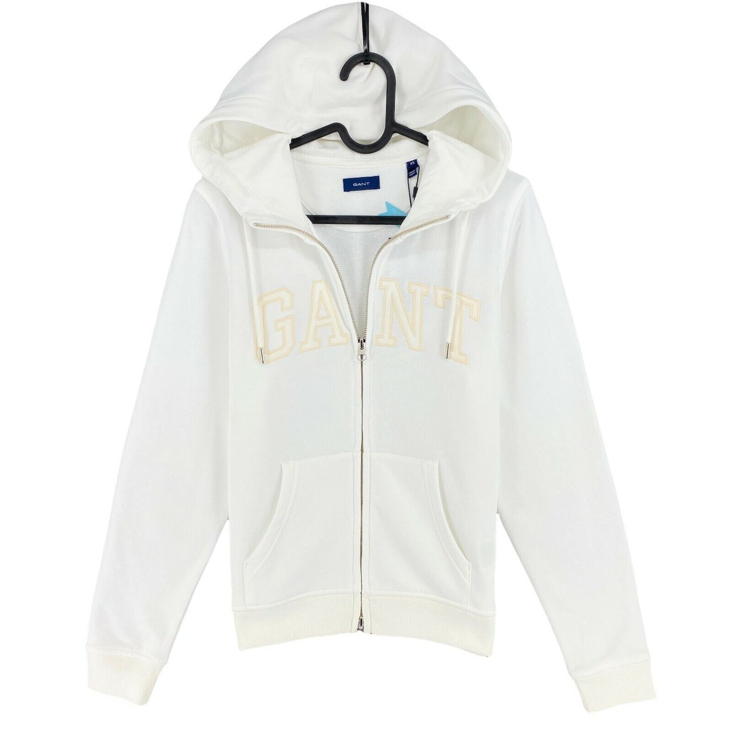 GANT White Arch Logo Full Zip Hoodie Jumper Sweater Size XS