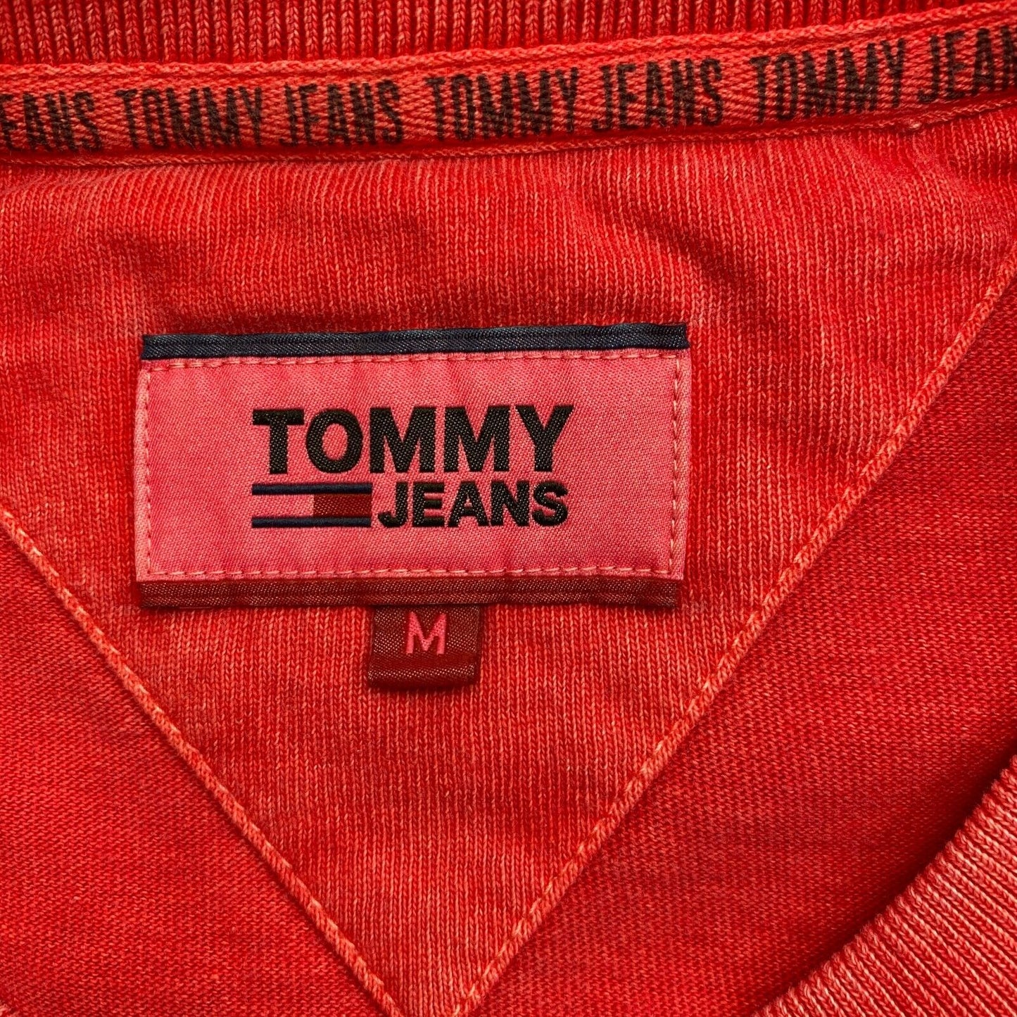 TOMMY HILFIGER Jeans Red Crew Neck T Shirt Size M