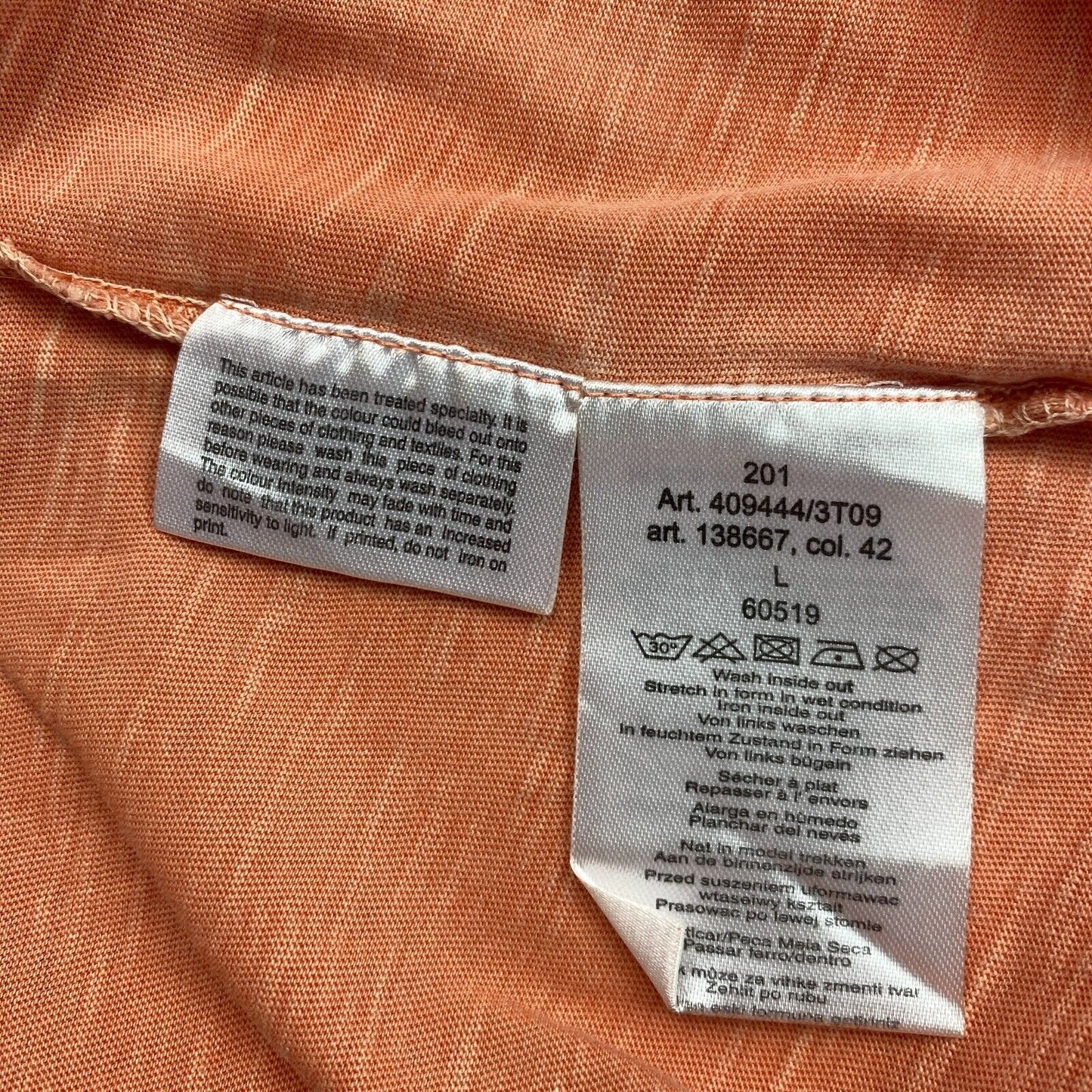 CAMEL ACTIVE Hellorange T-Shirt mit Rundhalsausschnitt und Grafikdruck, Größe L