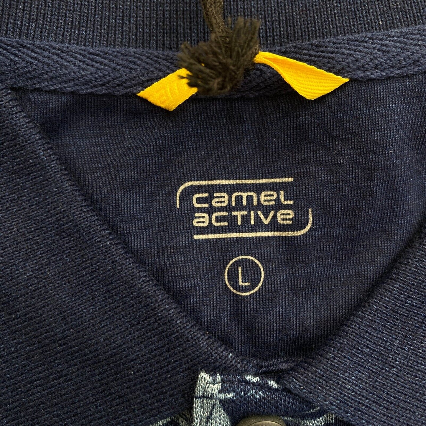 CAMEL ACTIVE Men Navy Blue Printed Short Sleeves Polo Shirt Size L