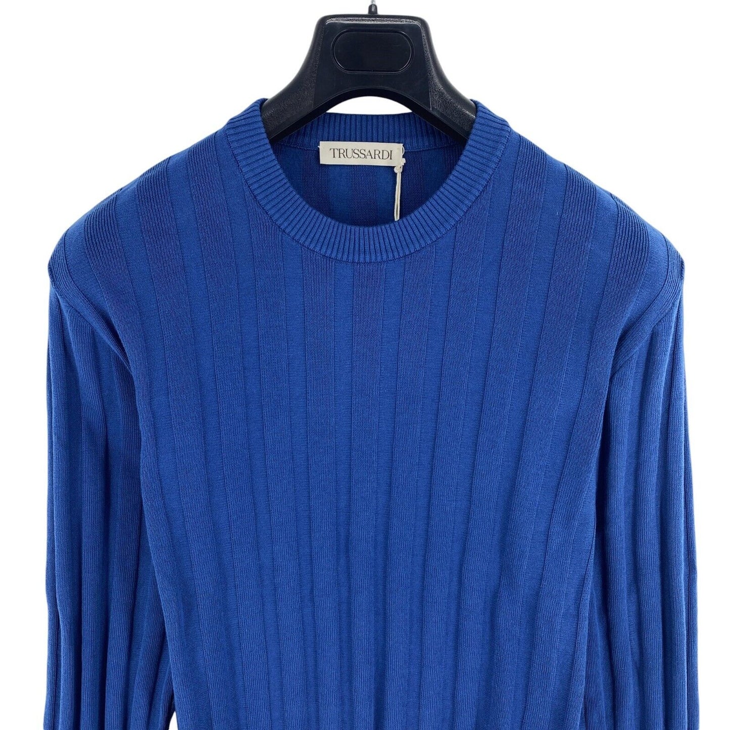 Trussardi 100% Cotton Blue Crew Neck Sweater Pullover Jumper Size XL