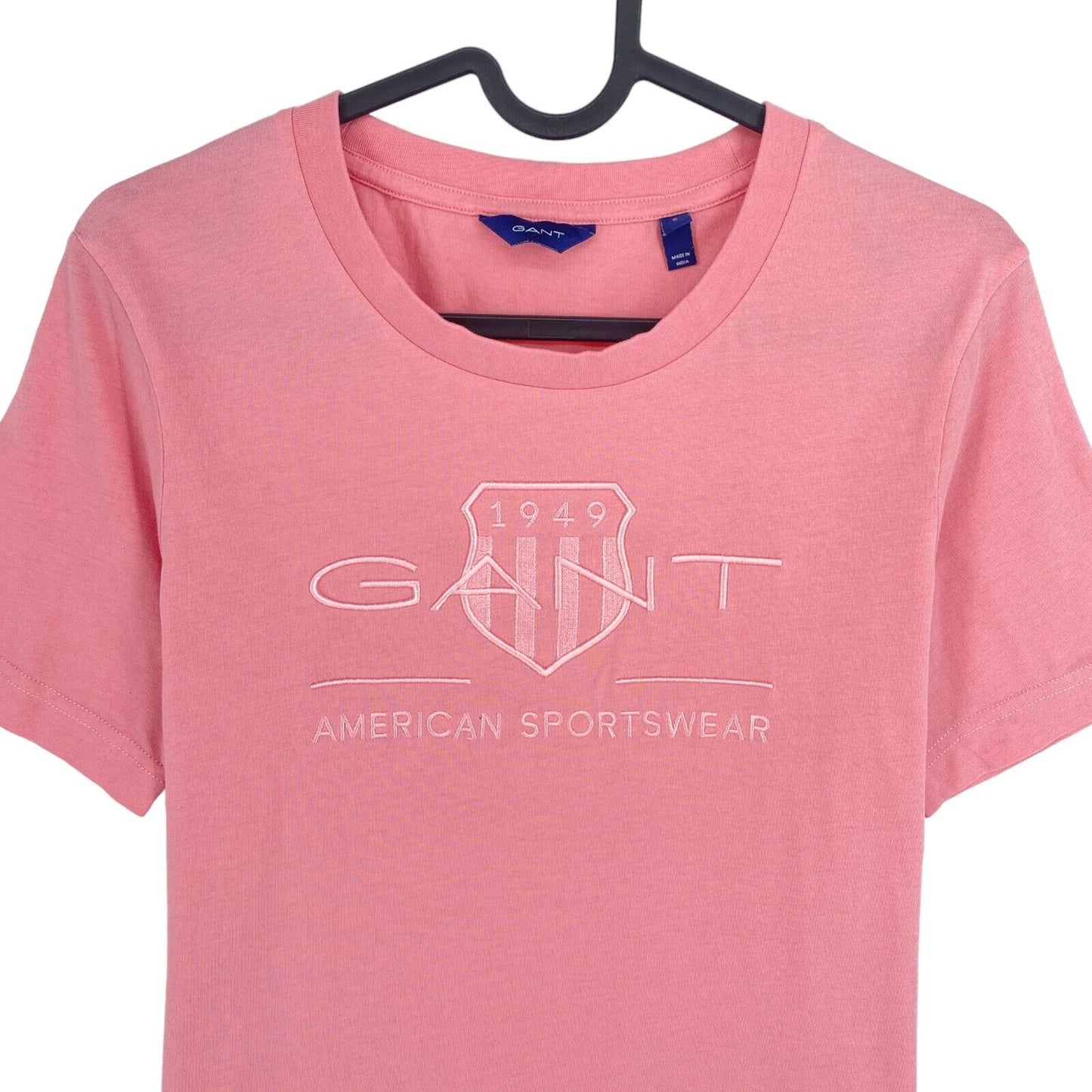 GANT Women Pink Tonal Archive Shield Crew Neck SS T Shirt Size S