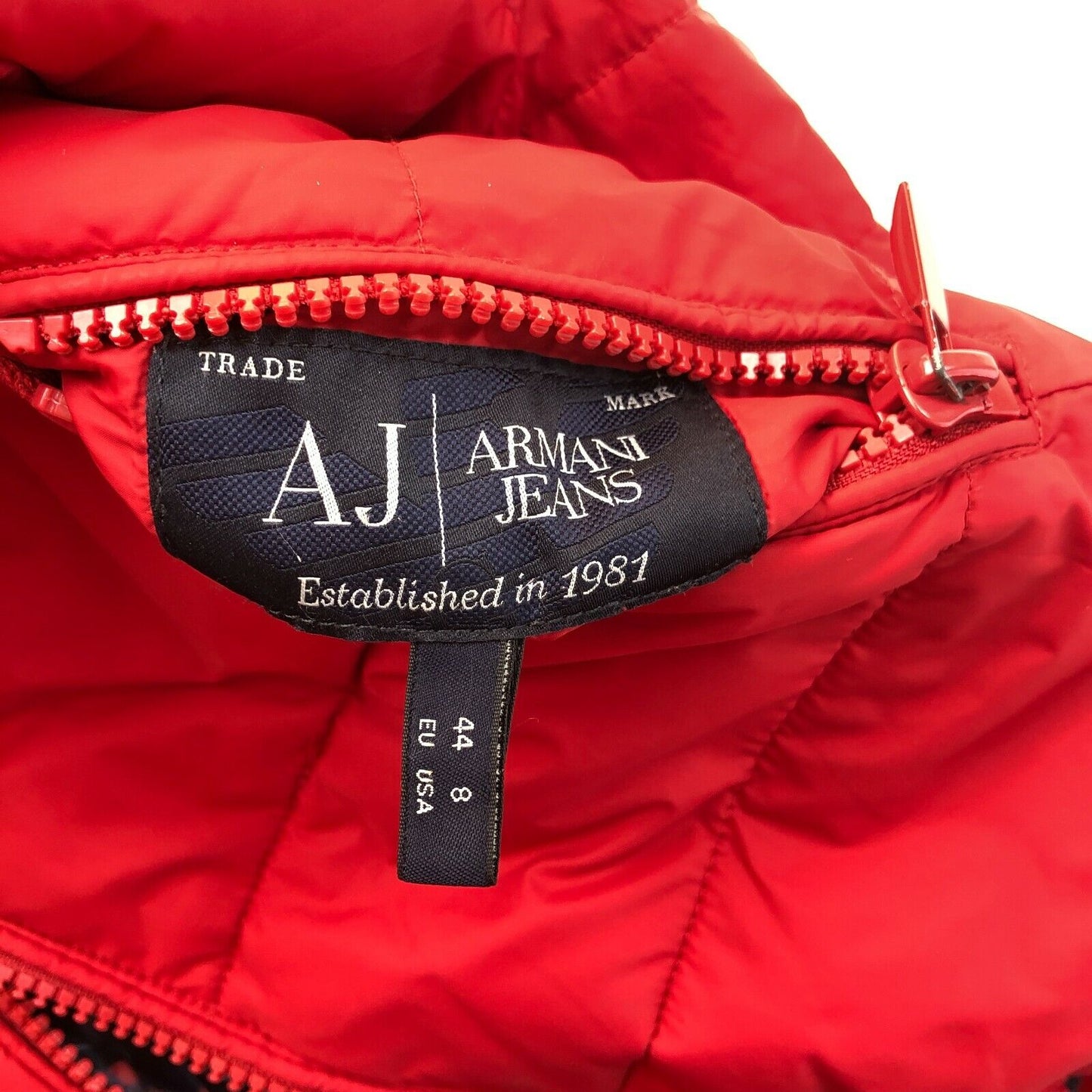 ARMANI JEANS Navy Blue Red Reversible Padded Puffer Jacket Coat Size EU 44