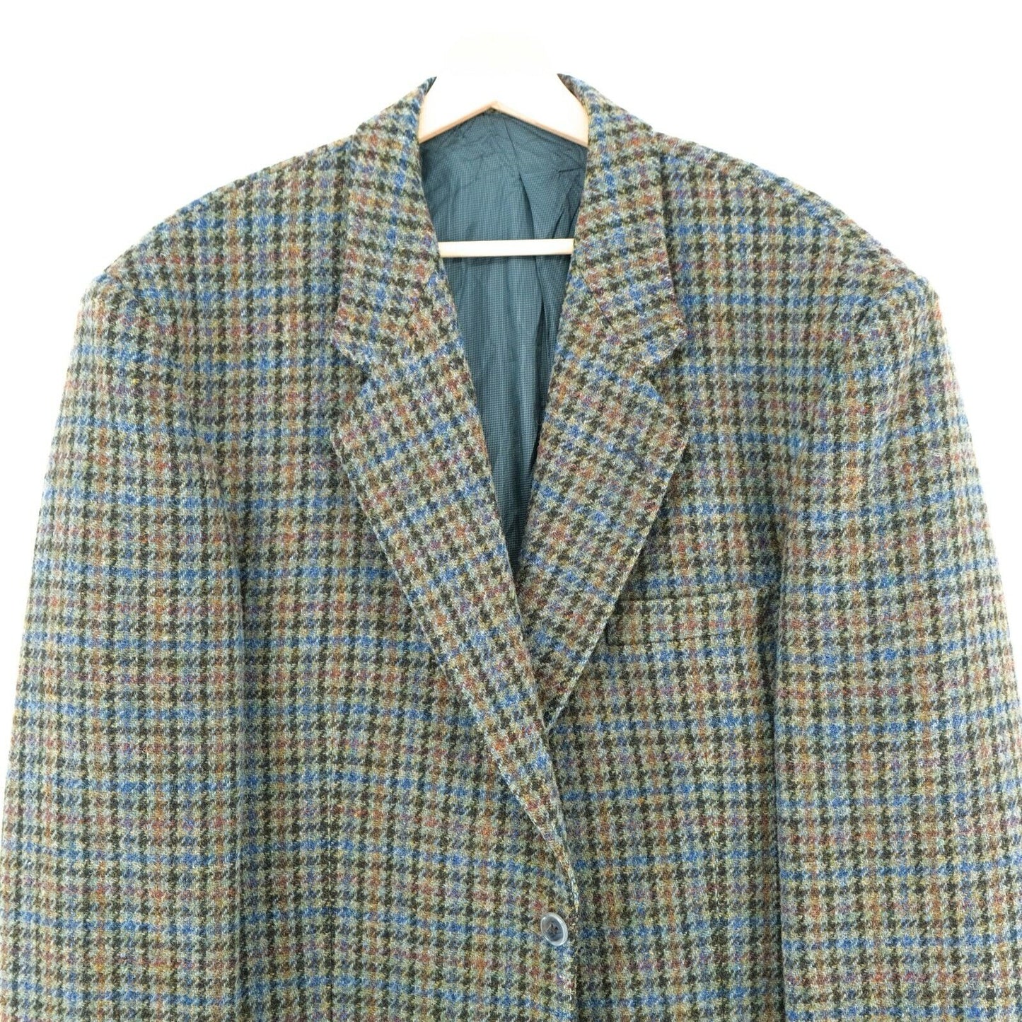 Harris Tweed 100% Wool Brown / Blue Jacket Blazer Size US/UK 42 EUR 52