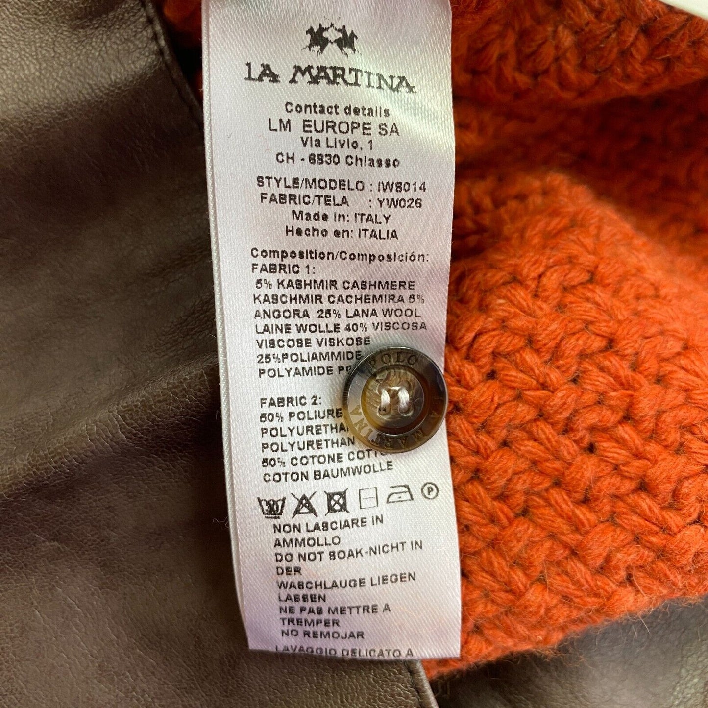 LA MARTINA Orange Knitted Full Zip Sweater Jumper Size 3 / M