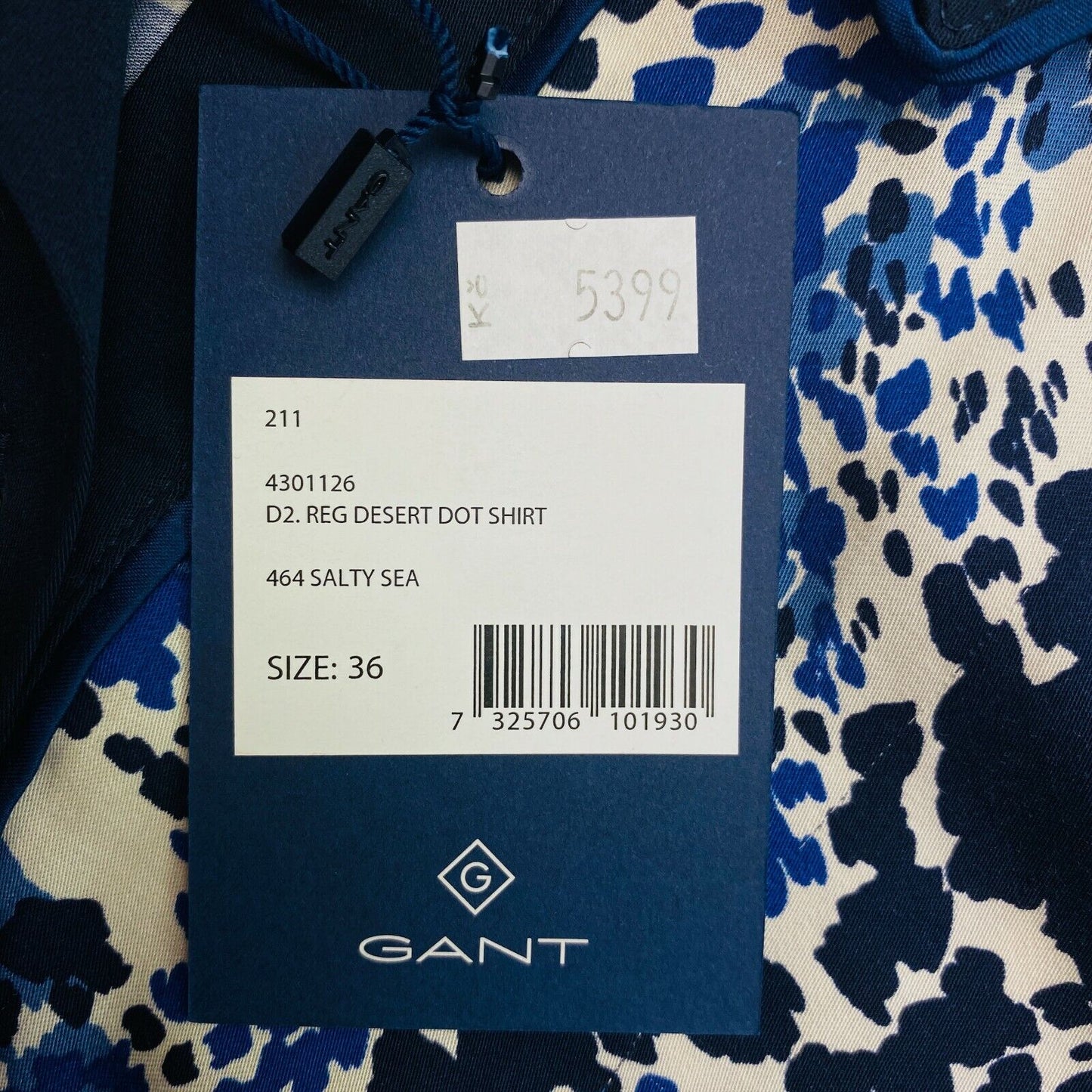 GANT Navy Blue Regular Desert Dot Print Shirt Size EU 36 UK 8 US 6