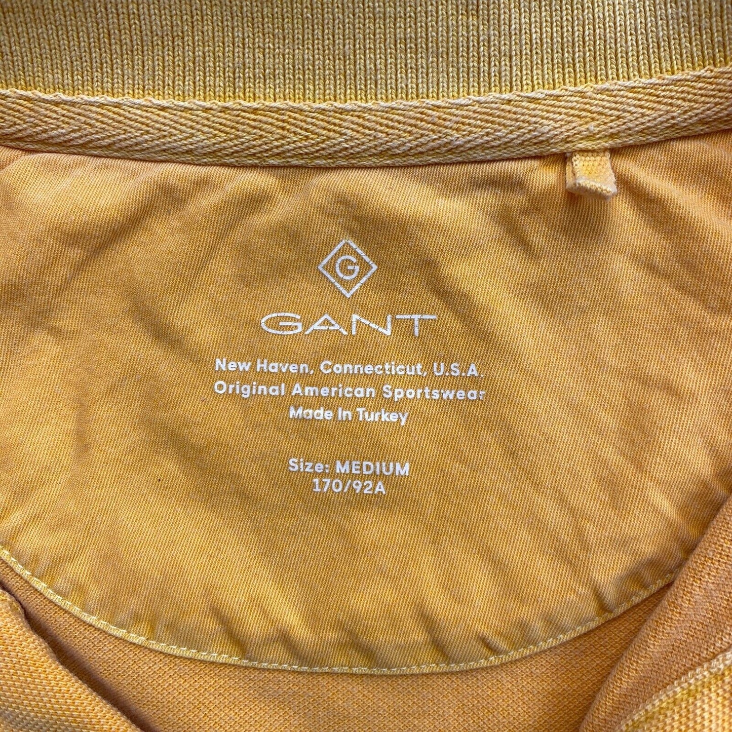 GANT Yellow Sun Faded Pique Rugger Polo Neck Shirt Size M