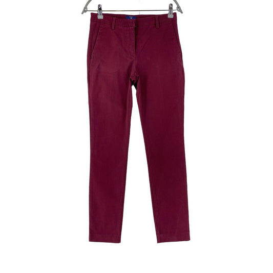 GANT Women Dark Red Regular Straight Fit Trousers EUR 34 UK 8 US 4 W27