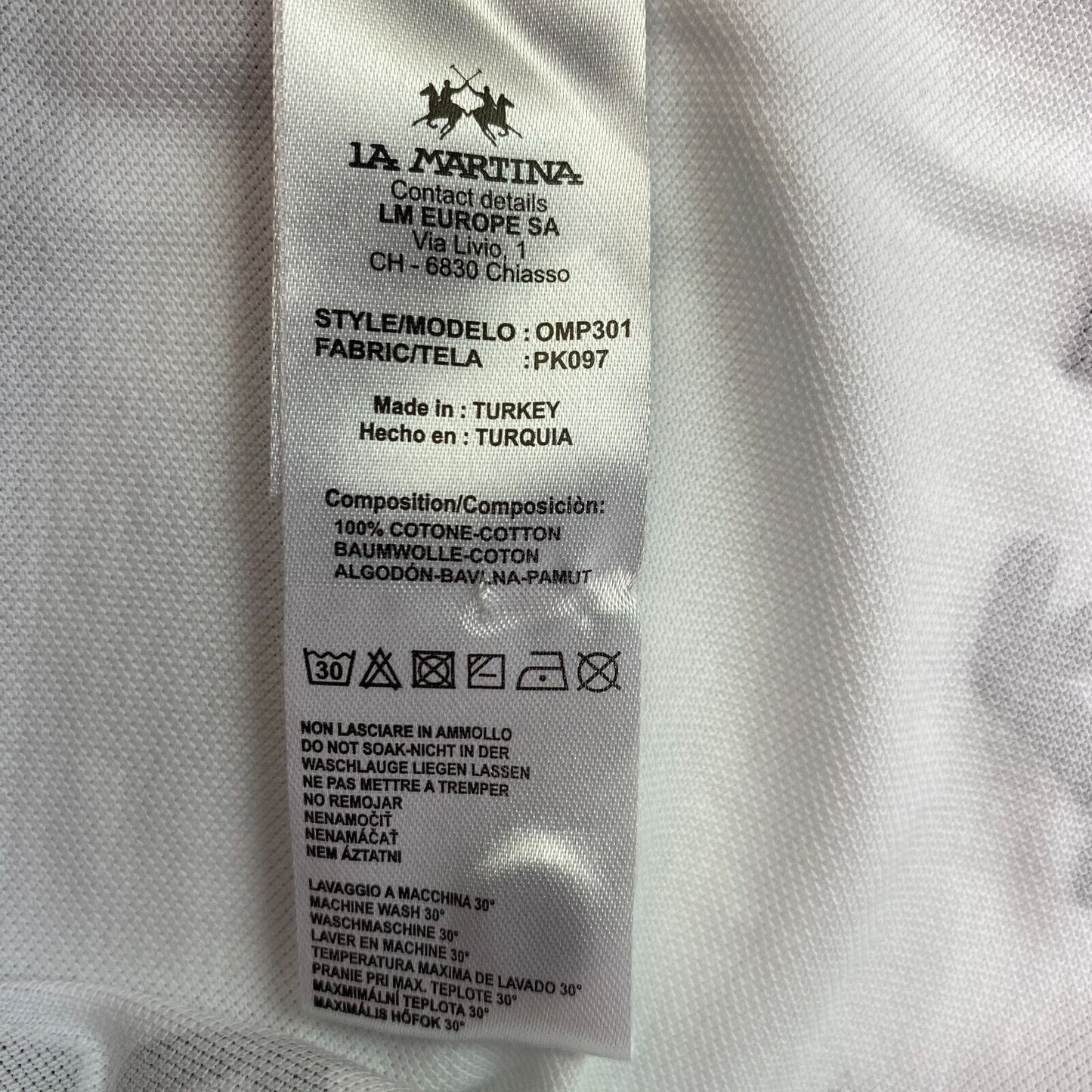 LA MARTINA White Short Sleeves Slim Fit Polo Shirt Size M