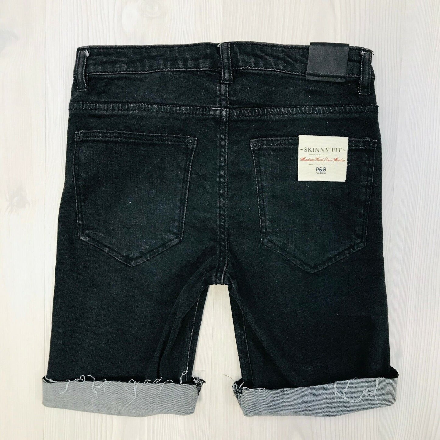 PULL&BEAR RRP $69.90 Women's Dark Grey Skinny Denim Shorts Size EUR 32 XS W22