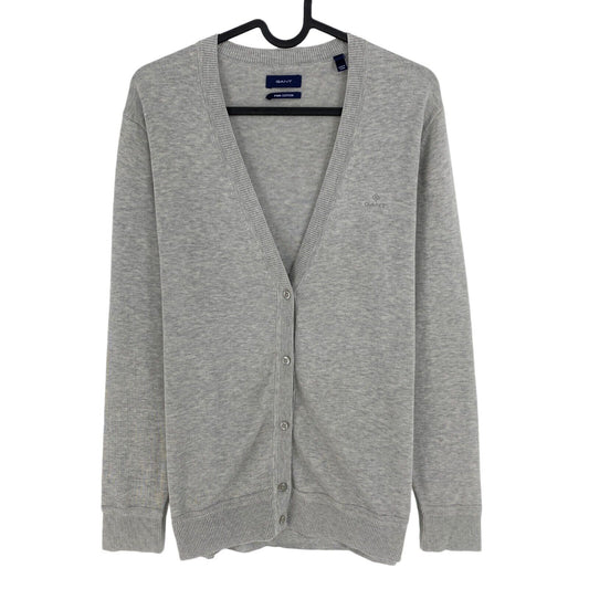 GANT Gris 100% Coton Col V Cardigan Pull Taille S